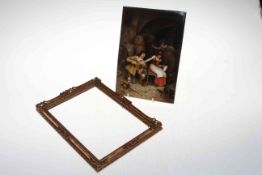 KPM porcelain plaque, painted with maiden and gallant in wine cellar, 24cm by 16.