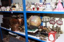 Collection of metalwares including cased cutlery, coal buckets, magazine rack box, binoculars,
