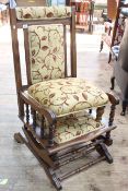 American rocker and later footstool in matching fabric.