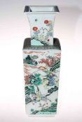 Large Chinese vase of square tapering form decorated with warriors and geisha,