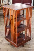 Edwardian mahogany three tier revolving bookcase, 98cm by 51cm by 51cm.