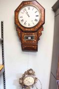 Victorian drop dial wall clock and gilt wall clock, both for restoration.