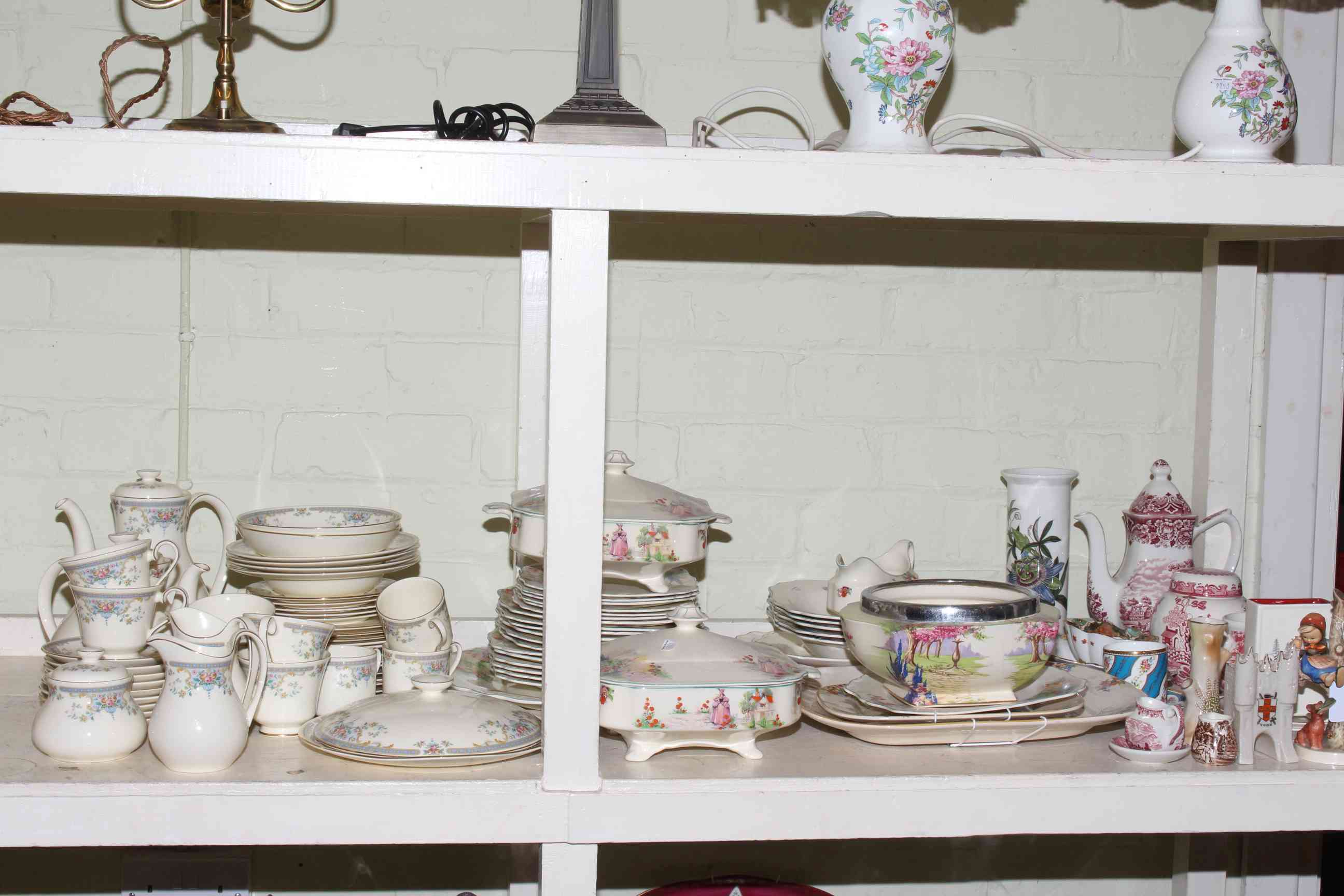 Collection of Royal Doulton Juliet dinnerware, Meakin including tureens, Goebel, etc.