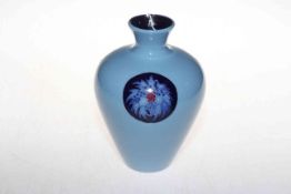 Moorcroft blue floral vase, 19cm high.