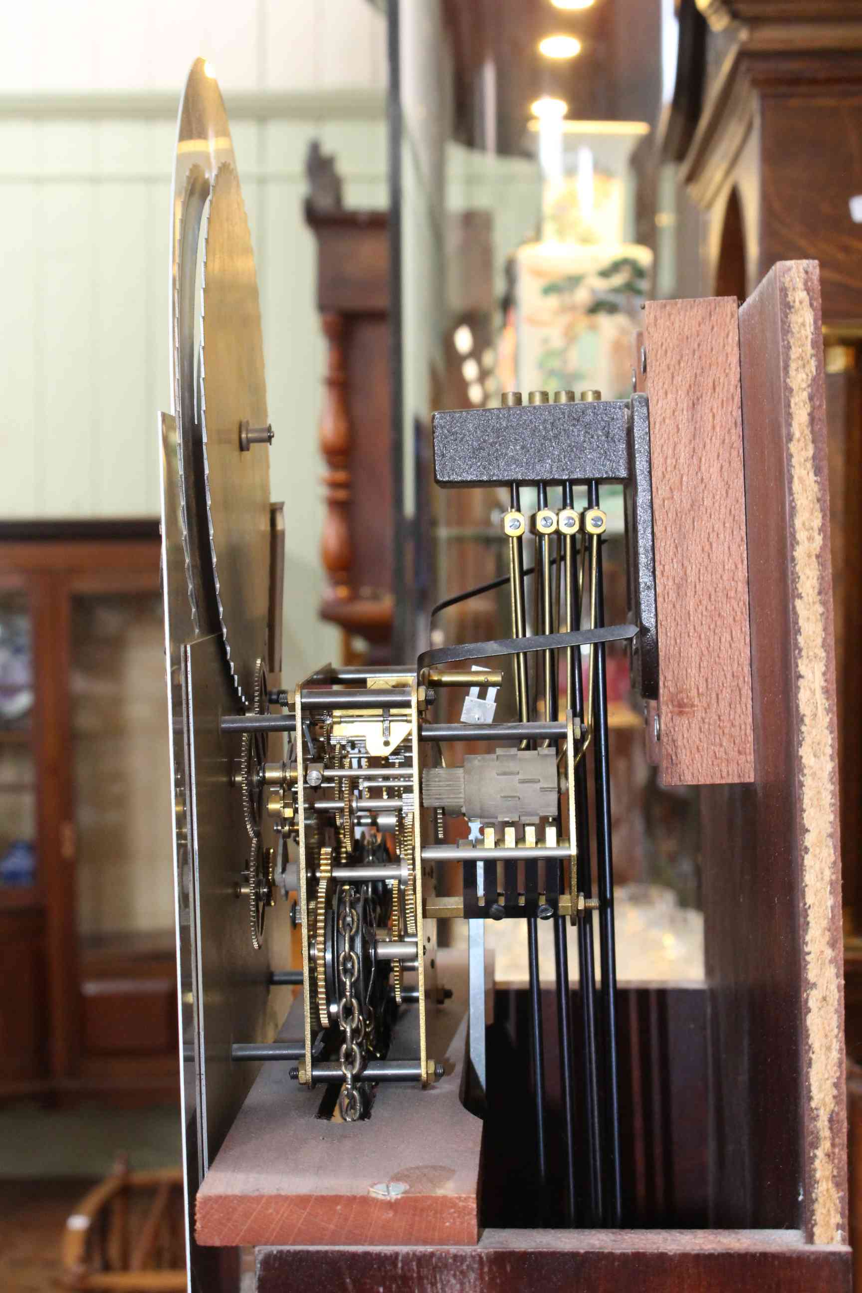 Modern triple weight longcase clock having moon phase dial. - Image 3 of 3