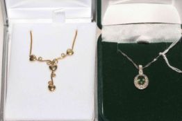 14k gold necklace and 9 carat white gold pendant with chain (2).