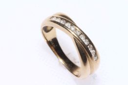 9 carat gold eleven stone diamond ring, size Q.