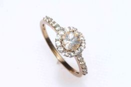 Zircon (1.5ct) 9 carat gold ring, size P/Q, with certificate.