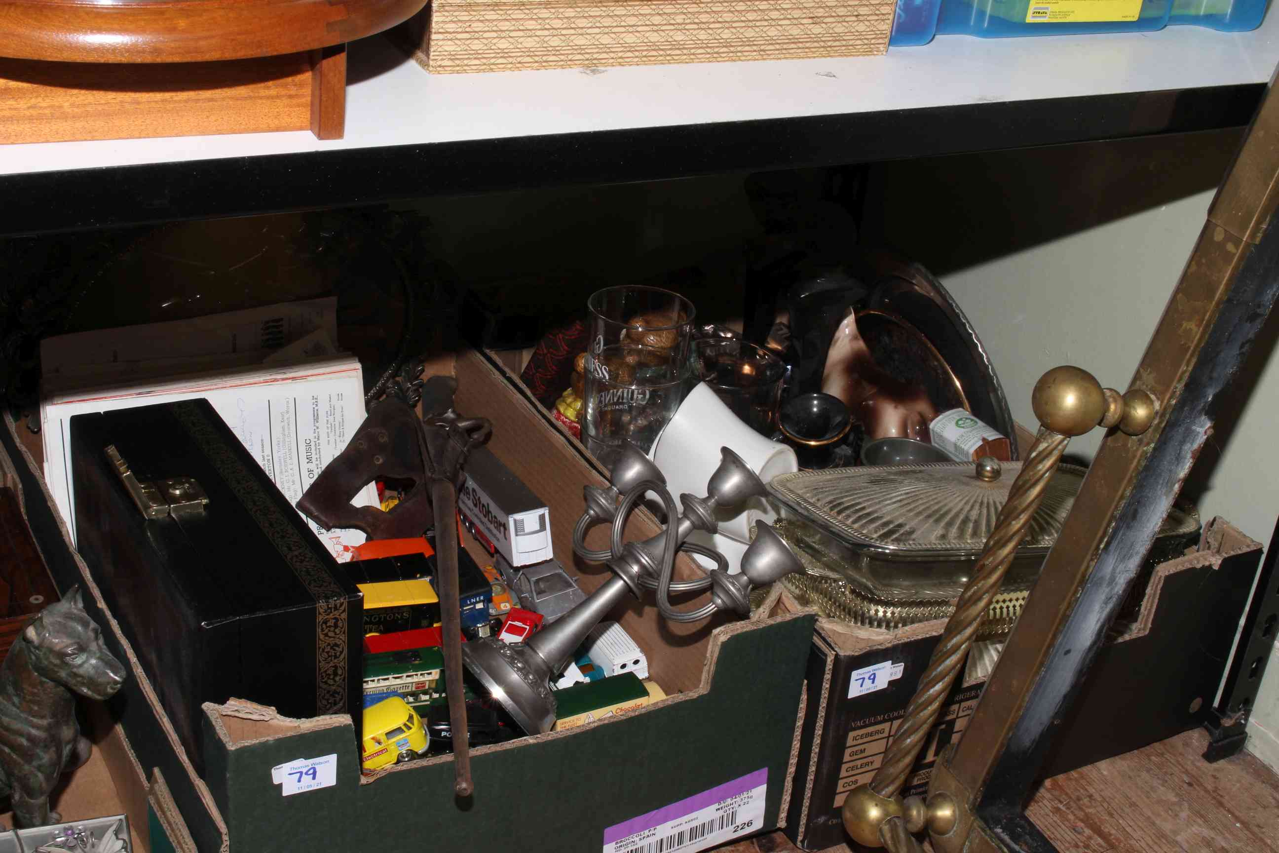 Brass fender, coal scuttle, Diecast toys, ceramics, glass, smokers cabinet etc. - Image 4 of 4