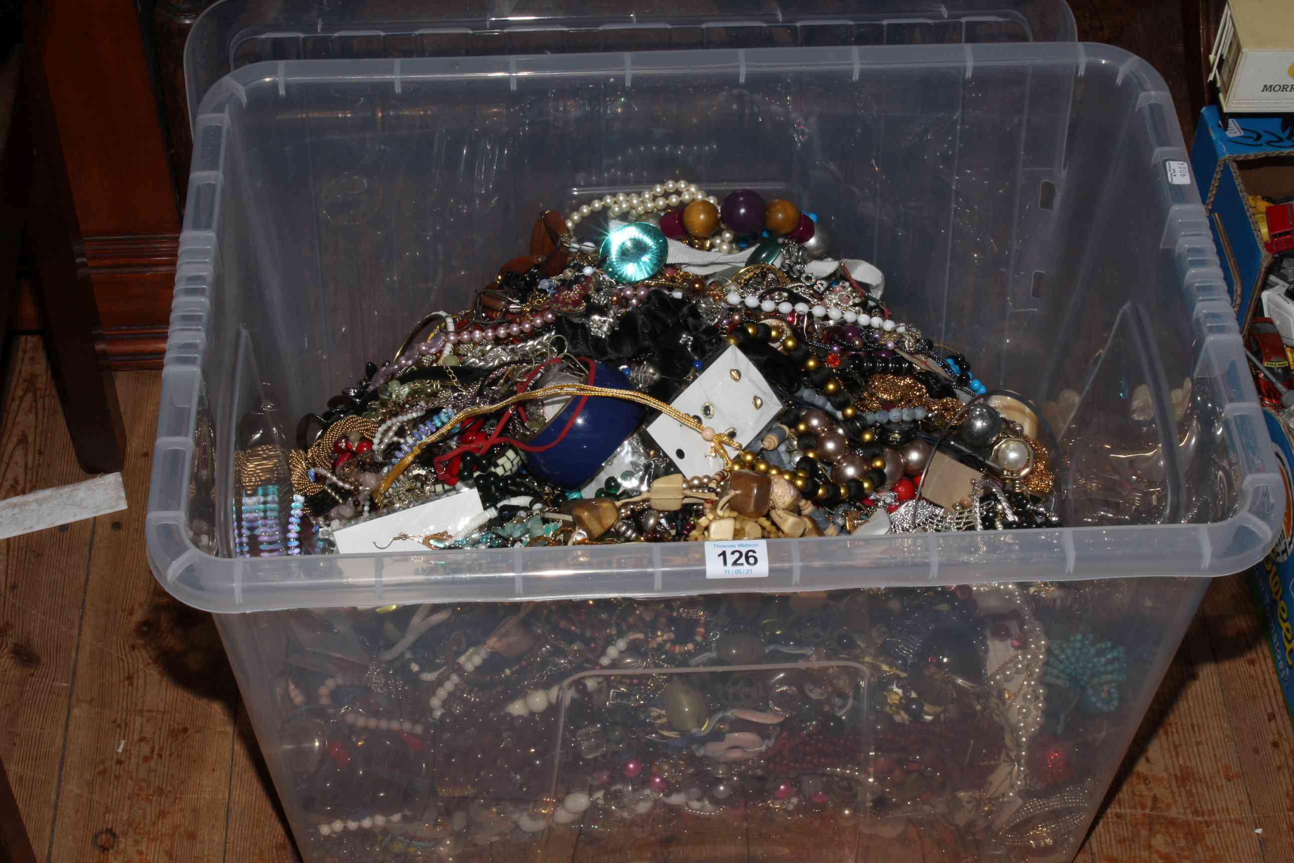 Large box of costume jewellery.