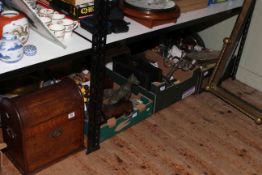 Brass fender, coal scuttle, Diecast toys, ceramics, glass, smokers cabinet etc.