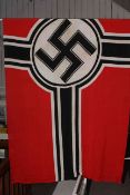 WWII German Keiegsmarine Battleflag fully stamped in unissued condition, full size 1.5m by 2.5m.