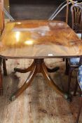 19th Century rectangular mahogany breakfast table on turned pedestal to four splayed legs,