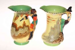Two 1930's Burleigh vases, Pied Piper and Highwayman, 20cm high.