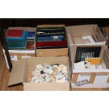 Five boxes of stamps and albums.