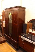 Edwardian inlaid mahogany three piece mirror door bedroom suite.