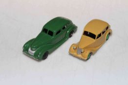 Dinky 39e Chrysler and 40b Triumph 1800, unboxed.