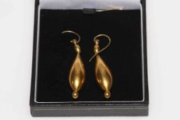 Pair multi finish drop earrings,