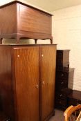 Eight piece Stag Minstrel bedroom suite comprising double door wardrobe,