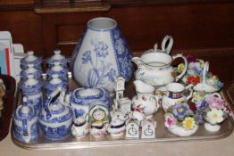 Spode Italian spice jars and others, Spode Blue floral vase,