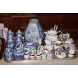 Spode Italian spice jars and others, Spode Blue floral vase,