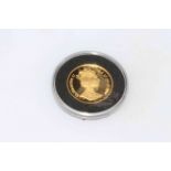 Pobjoy Mint 2000 Isle of Man 100th Queen Mother birthday 1/5 crown proof gold coin with pearl.