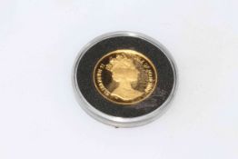 Pobjoy Mint 2000 Isle of Man 100th Queen Mother birthday 1/5 crown proof gold coin with pearl.