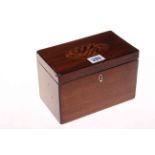 Georgian mahogany tea caddy with shell inlay.