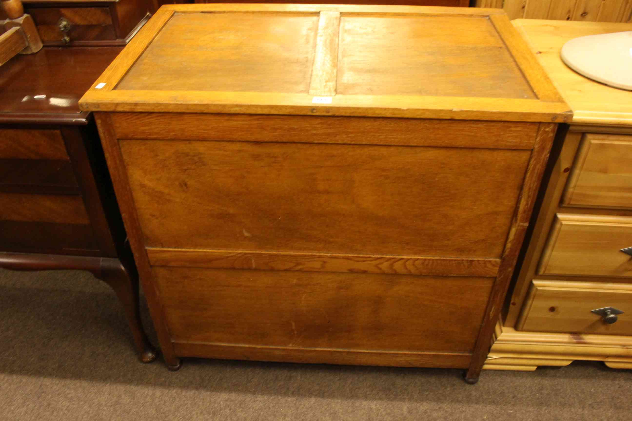 Small oak two door cabinet, Bevan & Funnell oak sewing box and contents, - Image 3 of 3