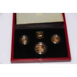 The 1990 United Kingdom Gold Proof Sovereign Three Coin Set by The Royal Mint. With box and COA No.