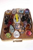 Collection of twenty three glass paperweights, mostly Caithness and Wedgwood.