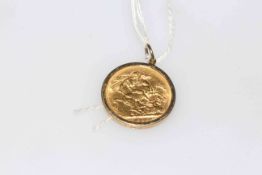 1893 mounted Queen Victoria gold sovereign in pendant mount (loose mounted)