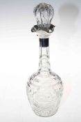 Silver mounted crystal decanter and matched stopper, 36cm.