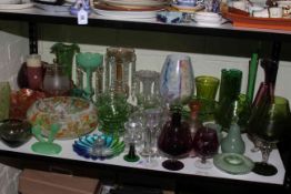 Collection of glass including lustres, shades, Carnival, vases, etc.