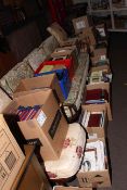 Twenty two boxes of books including military, trains, clock interest, topographical Britain.