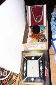 Box of jewellery including turquoise necklace with 9 carat gold clasp,