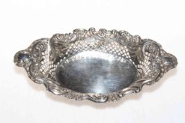 Silver bon bon dish with pierced and embossed decoration, Chester 1899.