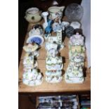 Eleven Coalport houses, Locke & Co Worcester bulb vase, Doulton jug, bird ornaments, etc.