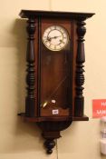Victorian Vienna style walnut wall clock.