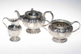 William IV silver three piece tea service, London 1837,