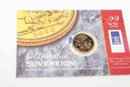 2000 Gold full sovereign in original Royal Mail presentation card.