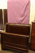 3ft polished mahogany sleigh bed complete with mattress.