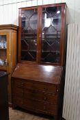 19th Century mahogany astragal glazed bureau bookcase, 235cm high by 108cm wide by 53cm deep.