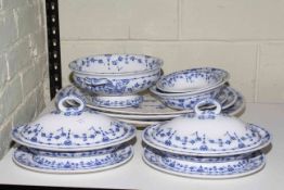 Minton blue and white dinner wares including tureens.