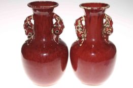Pair modern Chinese plum glazed vases, 31cm high.