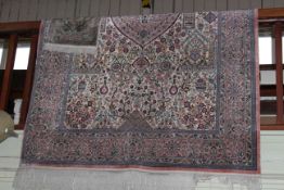 Persian design rug 2.55 by 1.60 and Tunisian prayer mat 0.54 by 0.40.