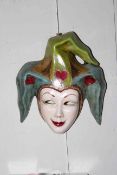 Art Deco jester wall face mask.