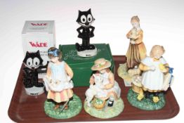 Four Royal Doulton 'Age of Innocence' figures, Puppy Love, Feeding Time,