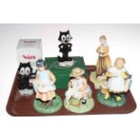 Four Royal Doulton 'Age of Innocence' figures, Puppy Love, Feeding Time,