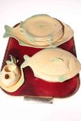 Shorter & Sons fish service including tureen, sauce boat and stand,